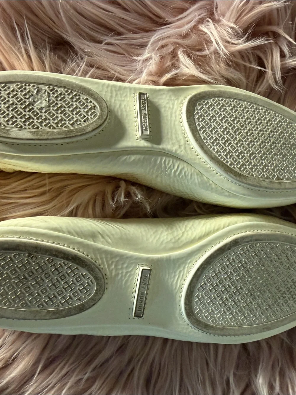 Tory Burch Minnie Travel Ballet Flats Light Cream Size 7,5